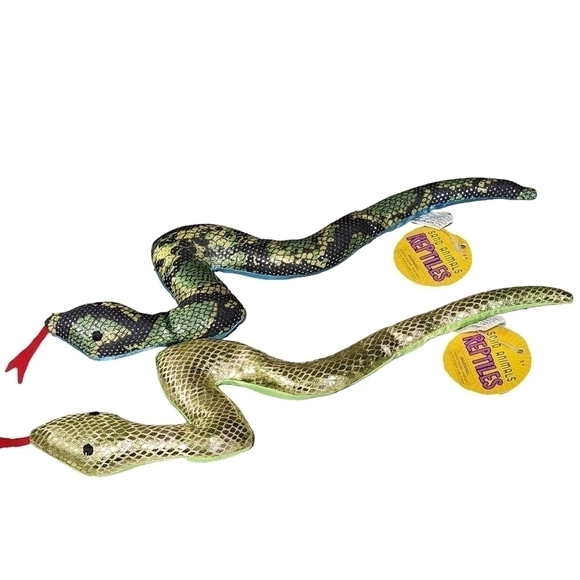 Sand filled Snake toy shimmery animal reptiles lot of 2 New with tags - Picture 1 of 7